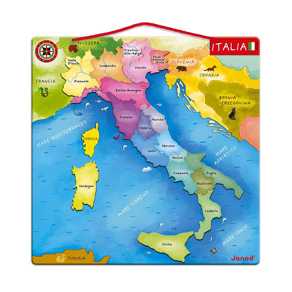 Mappa d'Italia Magnetica Janod 20 pezzi