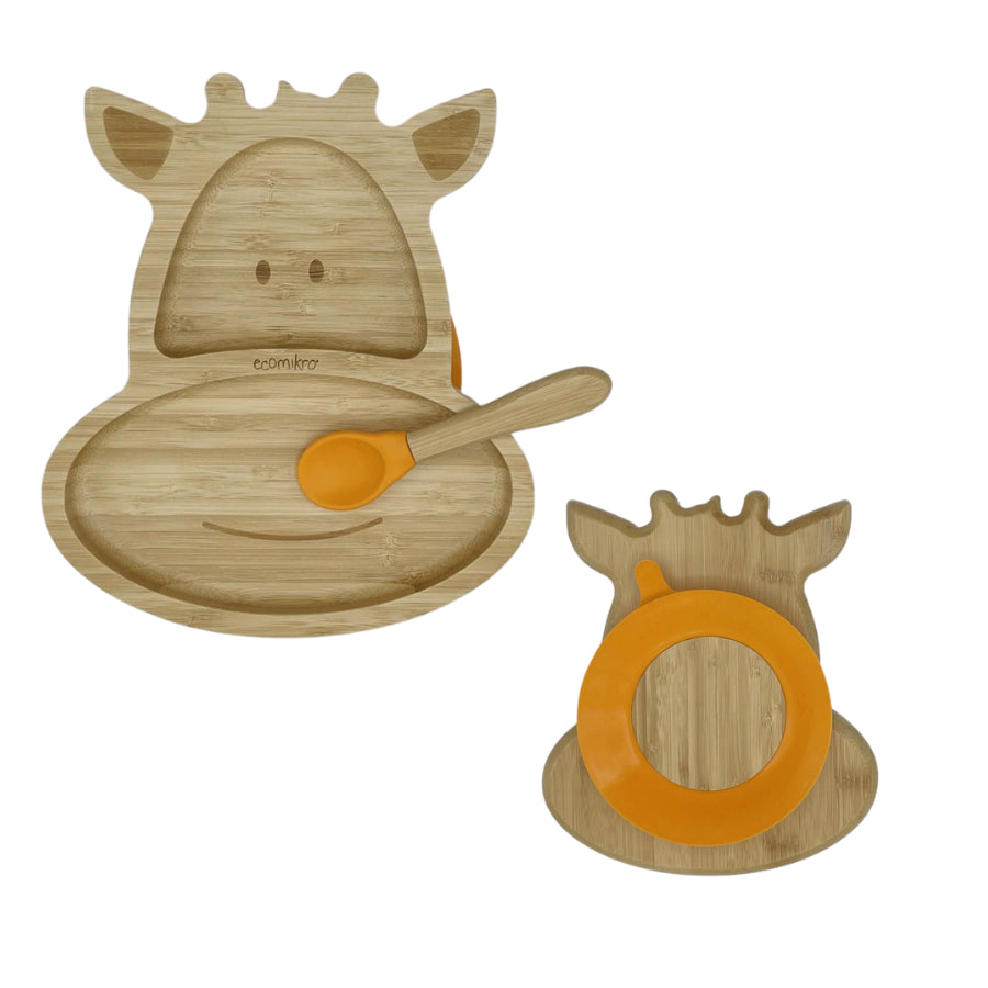 Piatto Giraffa in Bambù + Cucchiaino EcoMikro Tatanatura