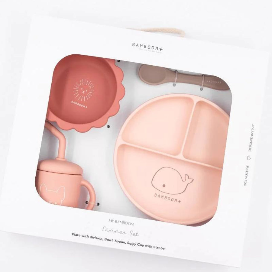 Set Pappa Bimbo in Silicone Bamboom (piatto, scodella, cucchiaio, bicchiere)