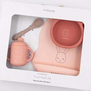 Set Pappa Baby in Silicone Bamboom (bavaglino, scodella, cucchiaio, bicchiere con beccuccio)