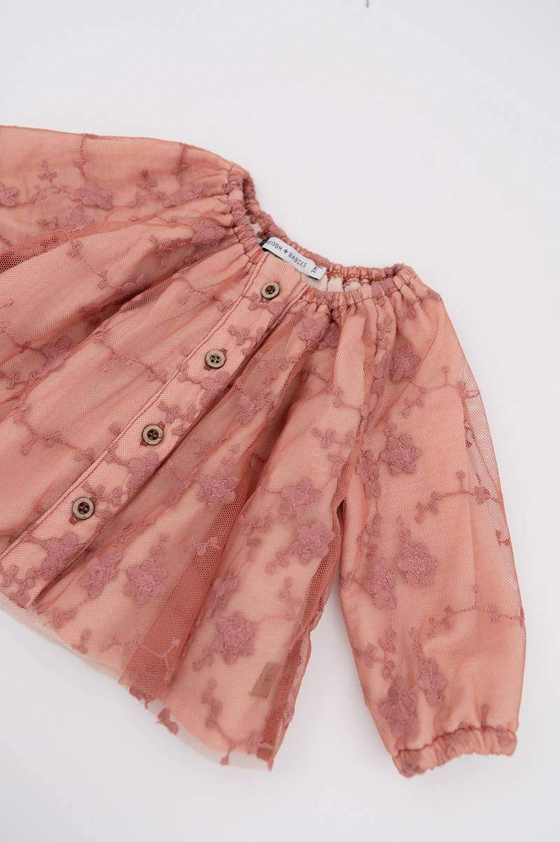 Blusa con apertura davanti Embrodery Wine Rose Bamboom