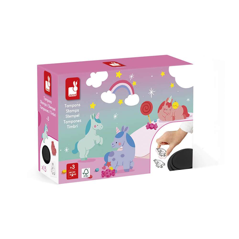 Cofanetto 15 Timbri Unicorni Stampinoo Janod