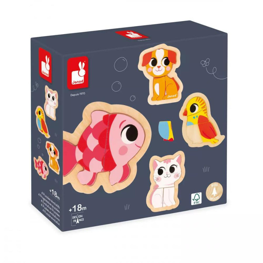 4 Puzzle Evolutivi Animali Domestici Janod
