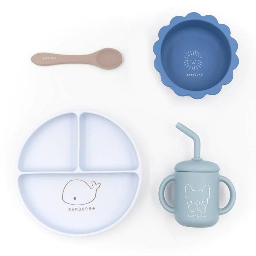 Set Pappa Bimbo in Silicone Bamboom (piatto, scodella, cucchiaio, bicchiere)