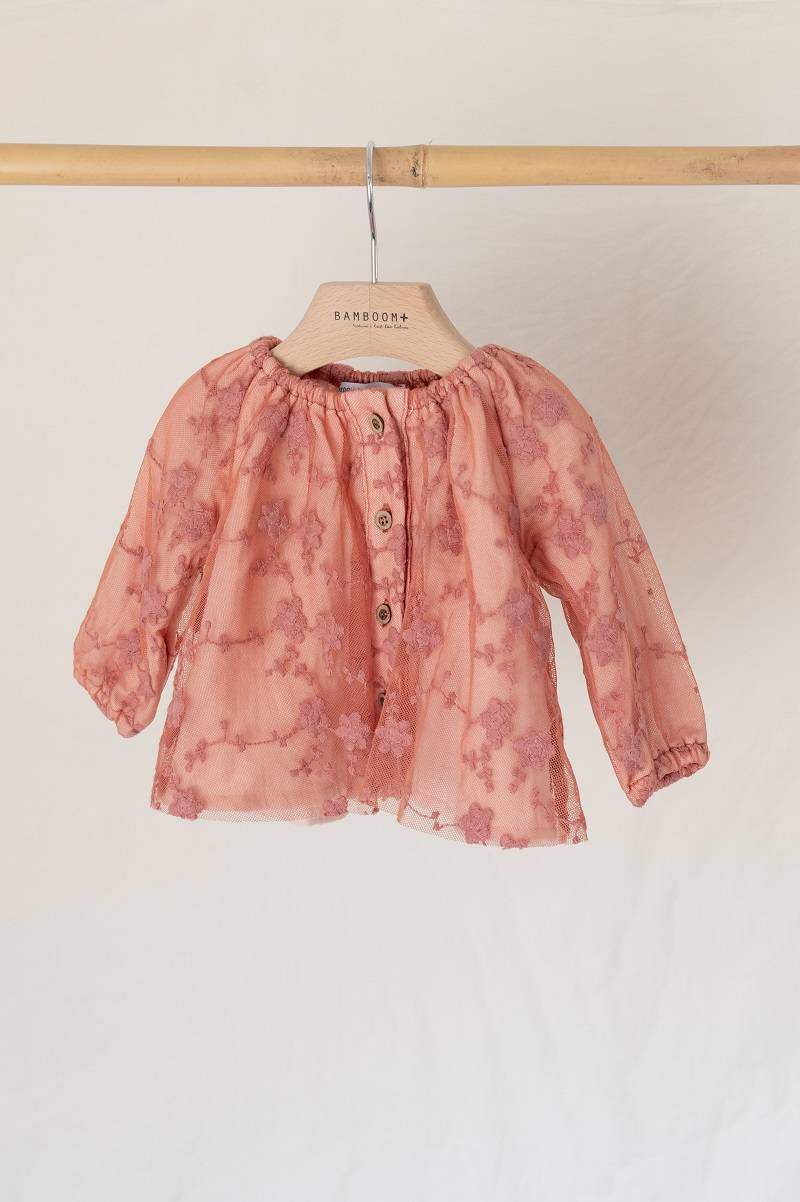 Blusa con apertura davanti Embrodery Wine Rose Bamboom
