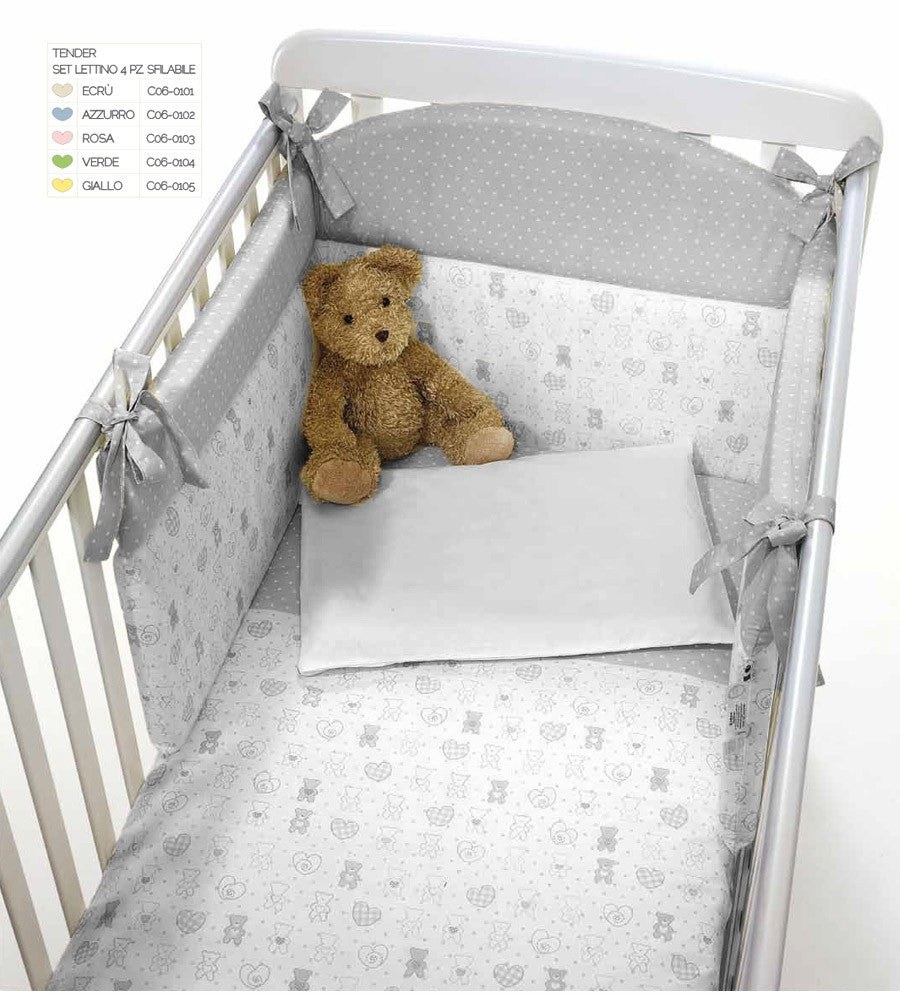 Completo Lettino sfilabile 4pz Tender Questibimbi