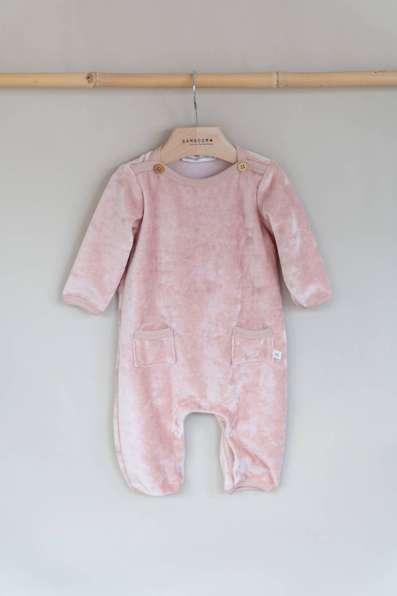 Tutina intera in velluto rosa cipria Bamboom