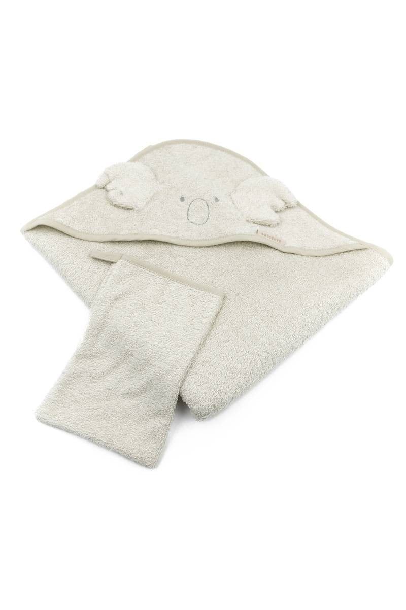 Asciugamano neonato con orecchie + guanto animali Bamboom