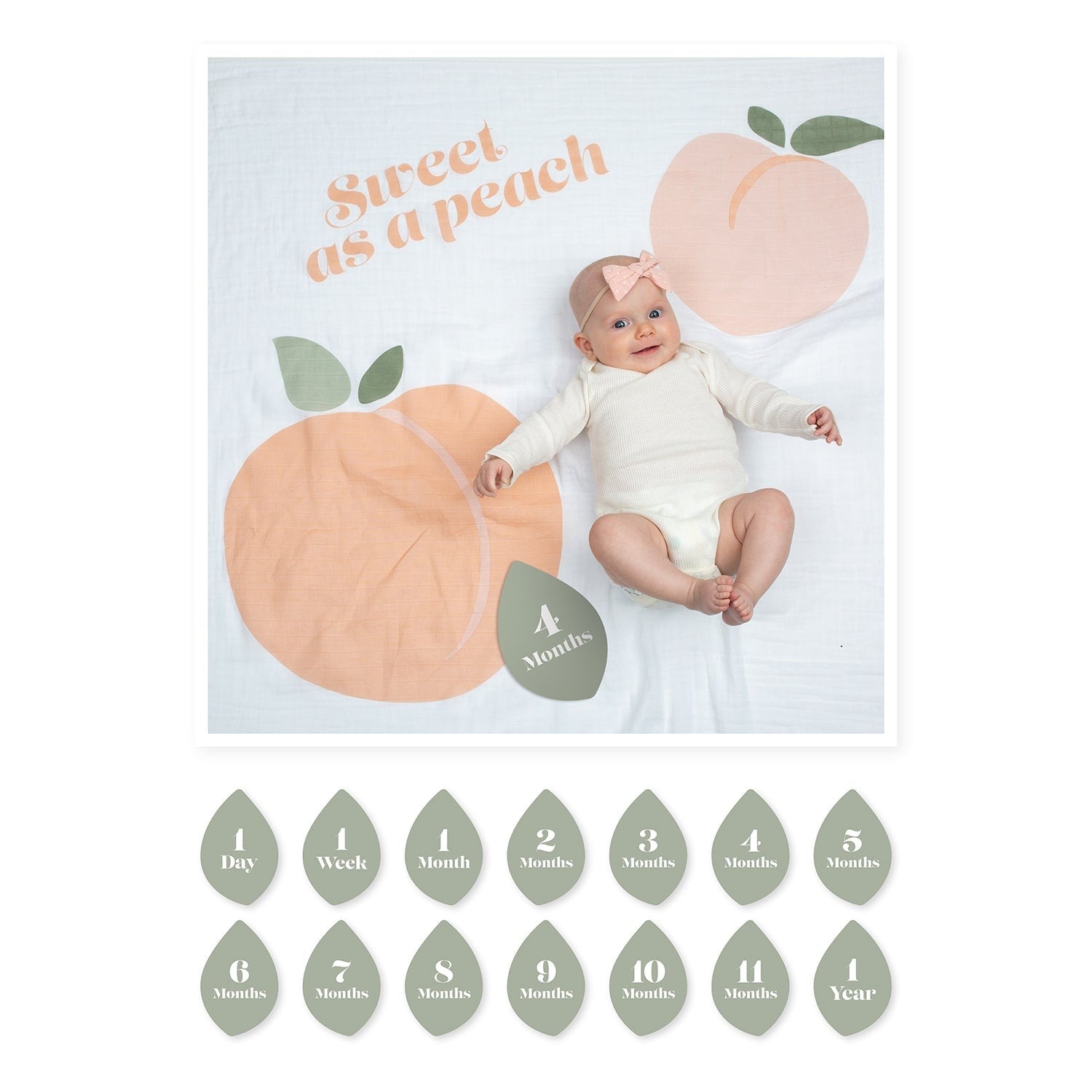 Coperta Mussola Milestone Sweet as a Peach Lulujo