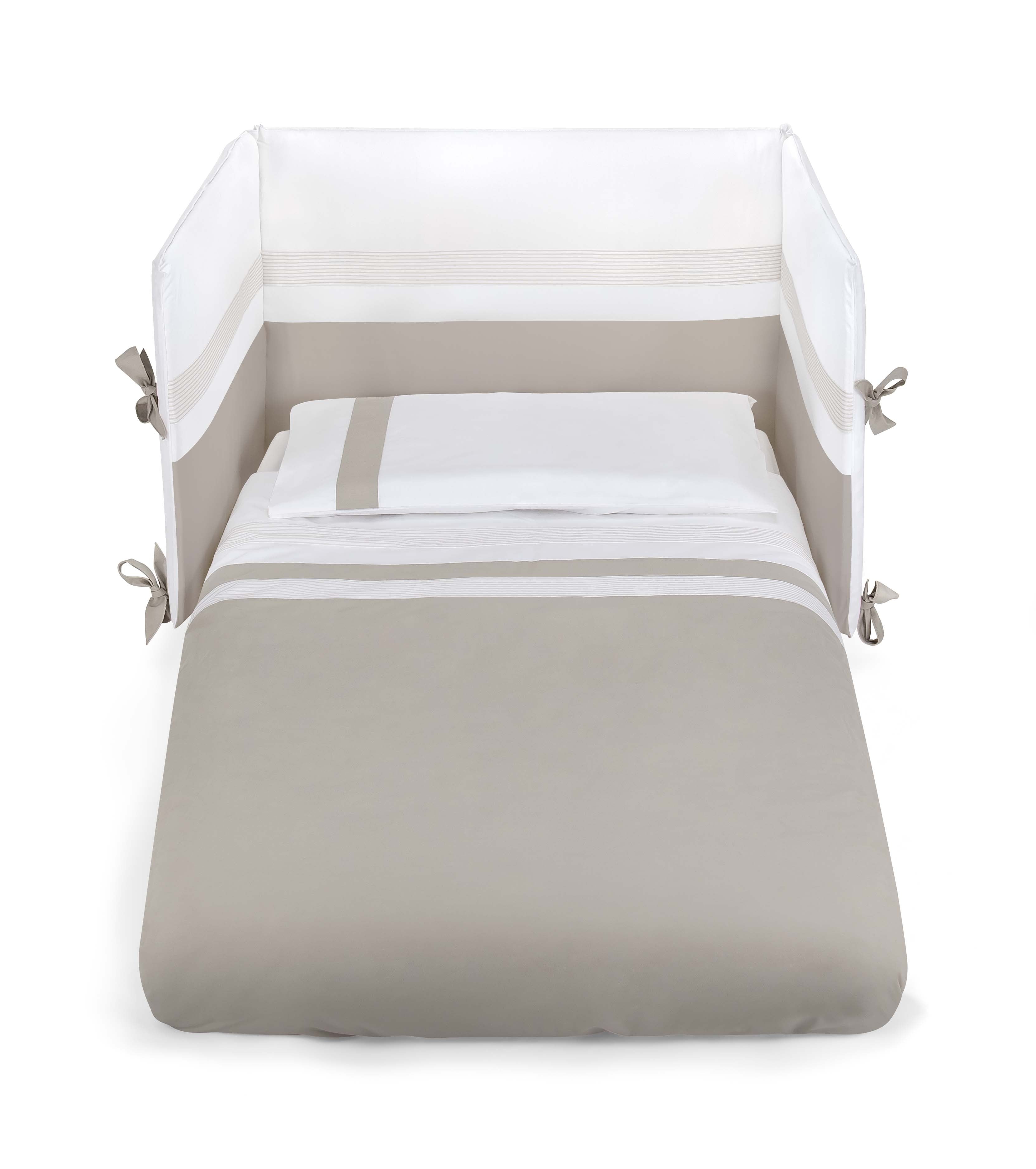 Set letto Lab 23 con piumotto, paracolpi, federa cuscino e coprimaterasso Pali