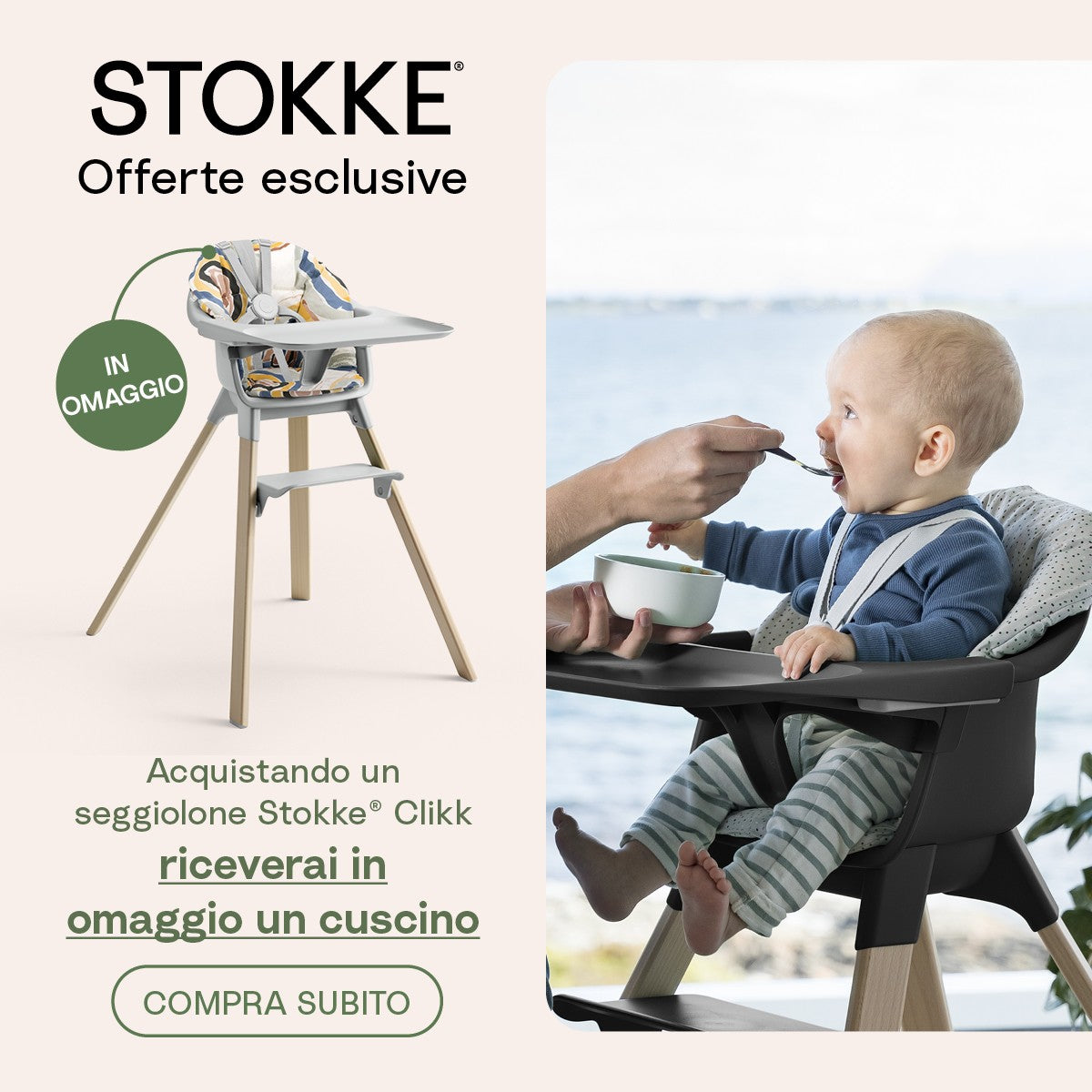 Seggiolone Stokke® Clikk™ con Cuscino in omaggio