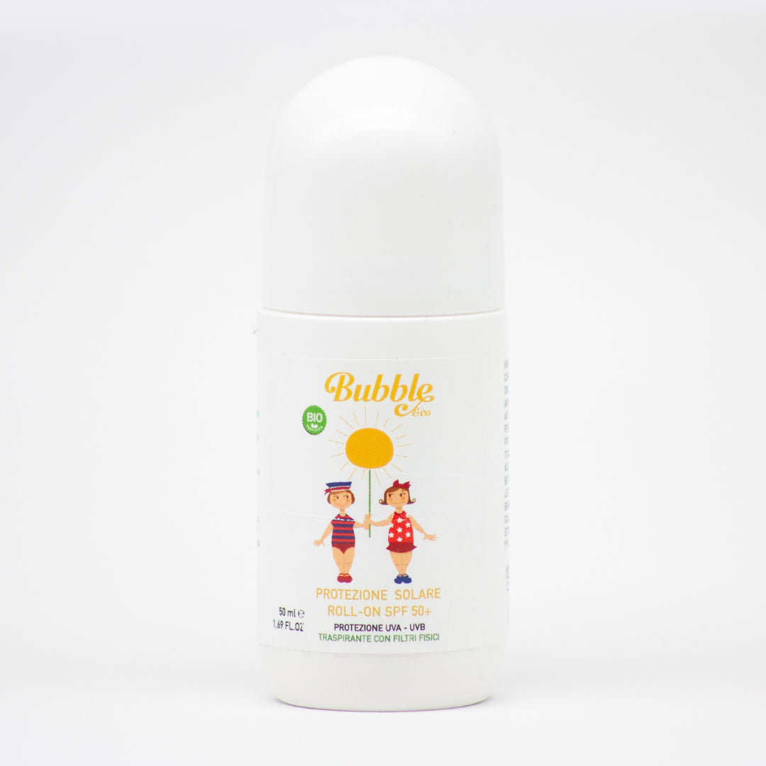 Crema solare viso e corpo SPF 50+ roll-on Bubble &Co