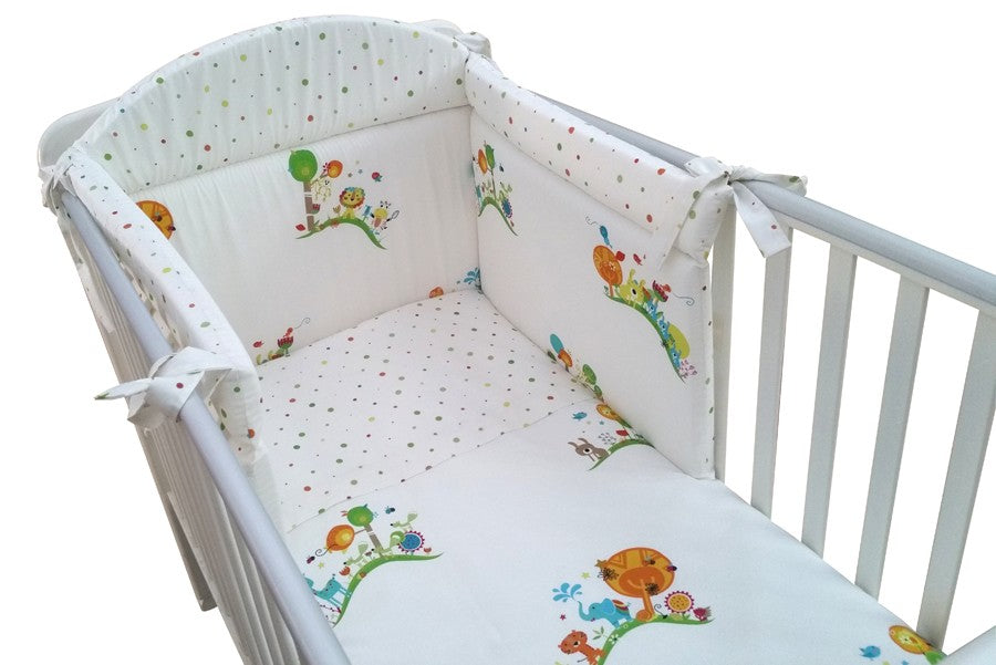 Coordinato tessile lettino Happy Zoo 4 pz Questibimbi