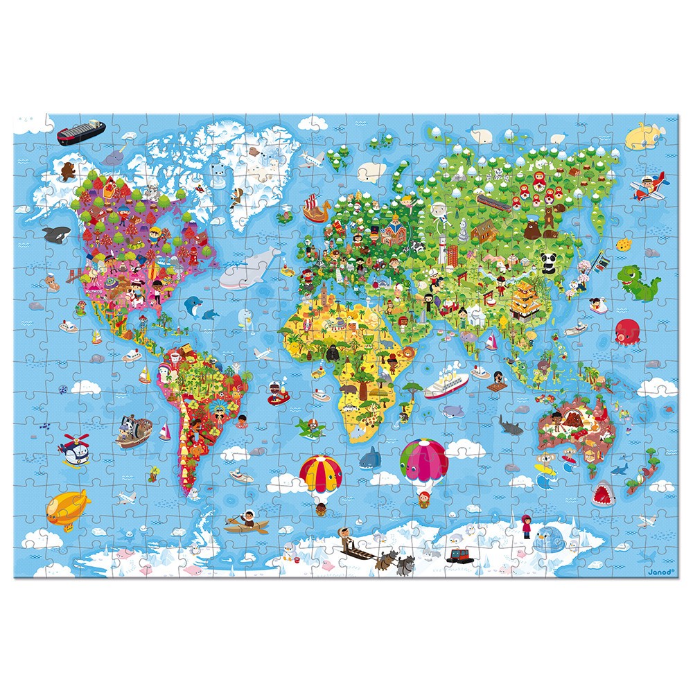 Puzzle Gigante Mappa del Mondo 300 pezzi Janod