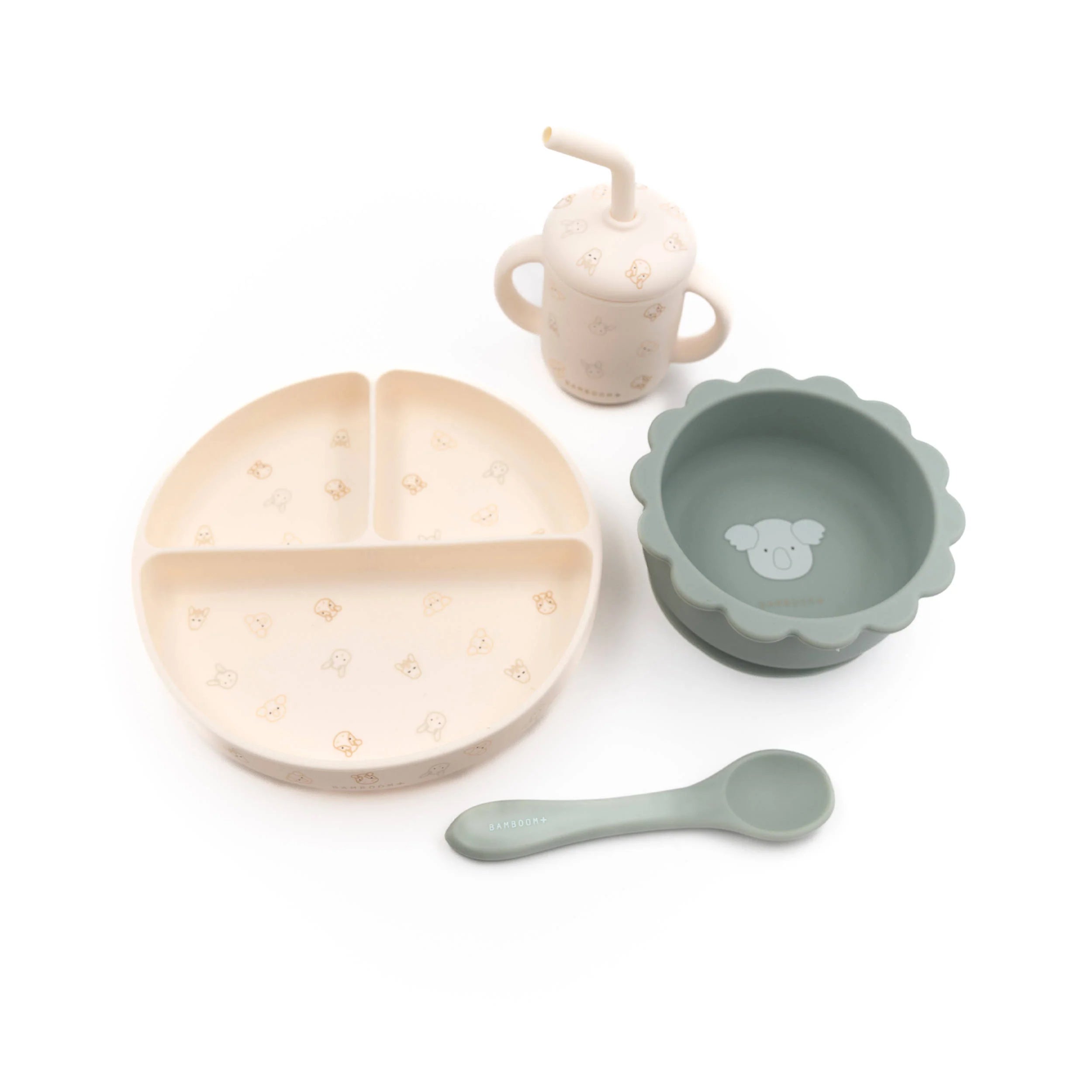 Set Pappa Bimbo in Silicone Bamboom (piatto, scodella, cucchiaio, bicchiere)
